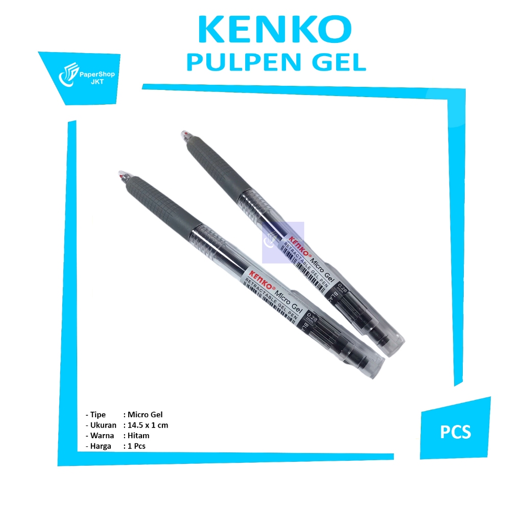 

KENKO - Pulpen Gel Pen Micro Gel Retractable 0.28mm Hitam - Pcs