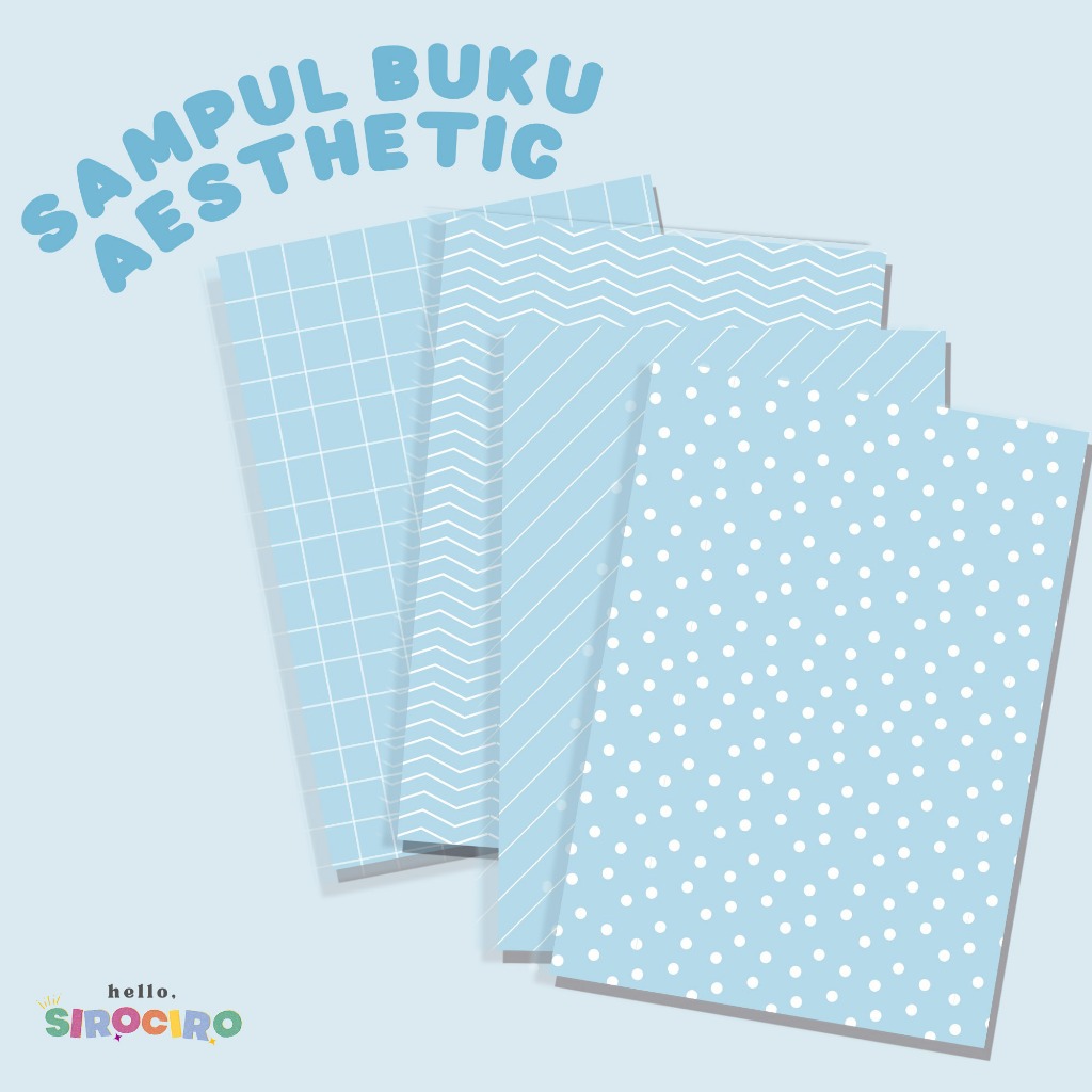 

4 Lembar Sampul Buku BIRU MUDA Aesthetic Sampul Buku Lucu A5 & B5