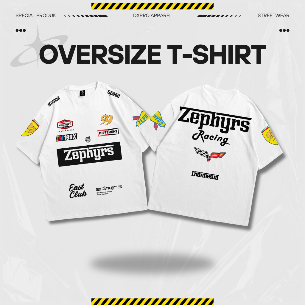 Kaos Zephyrs Nascar Racing White Oversize Heavy Cotton 20s