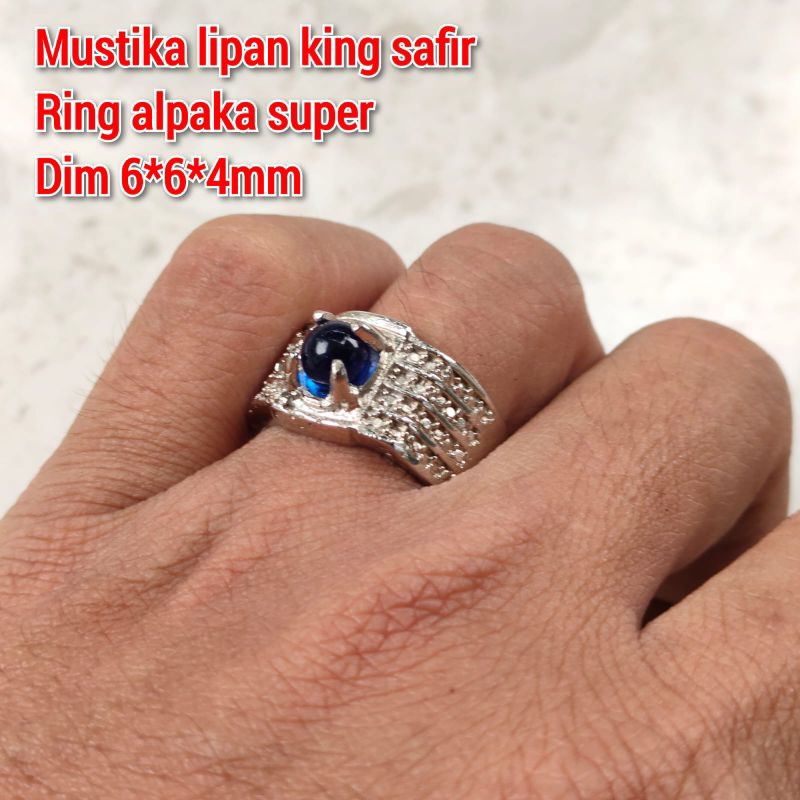 CINCIN PRIA BATU MUSTIKA LIPAN KING SAFIR RING ALPAKA