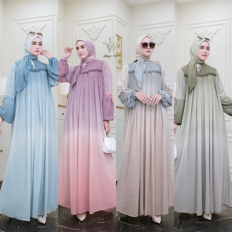 Gamis dres set wanita hijab Syifa Rainbow luxury/ Gamis Set Hijab Segi Empat/Gamis Set Hijab Terbaru