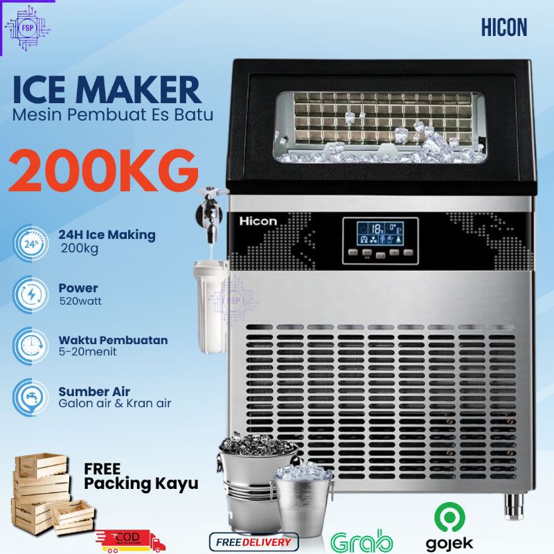 Mesin Es Batu Kristal 200kg/Hari Ice Maker Machine 80-200kg Kapasitas Komersial