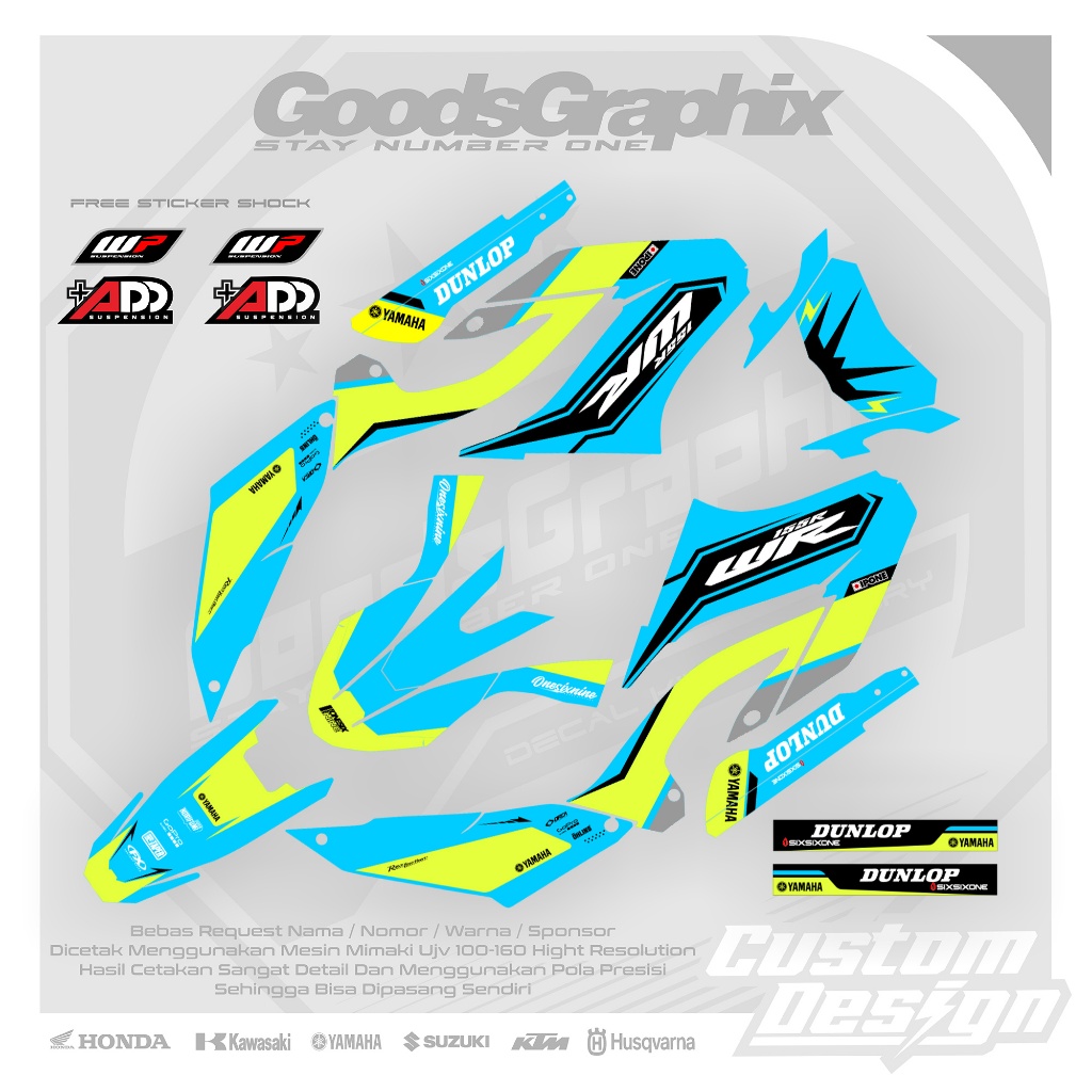 Decal Yamaha Wr 155 Sky Blue Stabilo - Decl Wr 155 Full Body Custom Design
