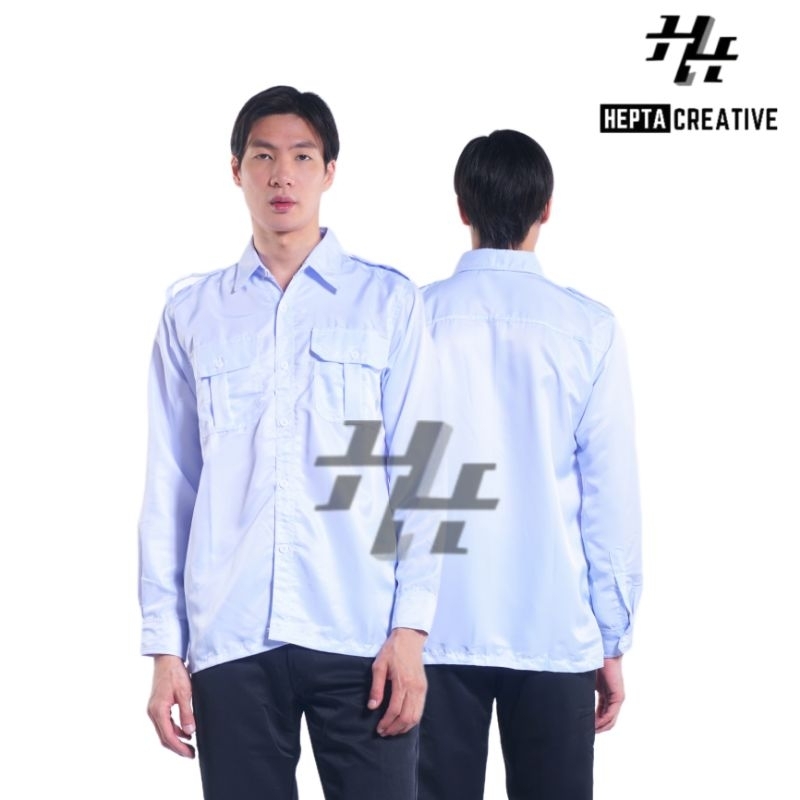 BAJU ASN PUTIH PRIA LENGAN PANJANG KEMEJA PDH PNS PEMDA