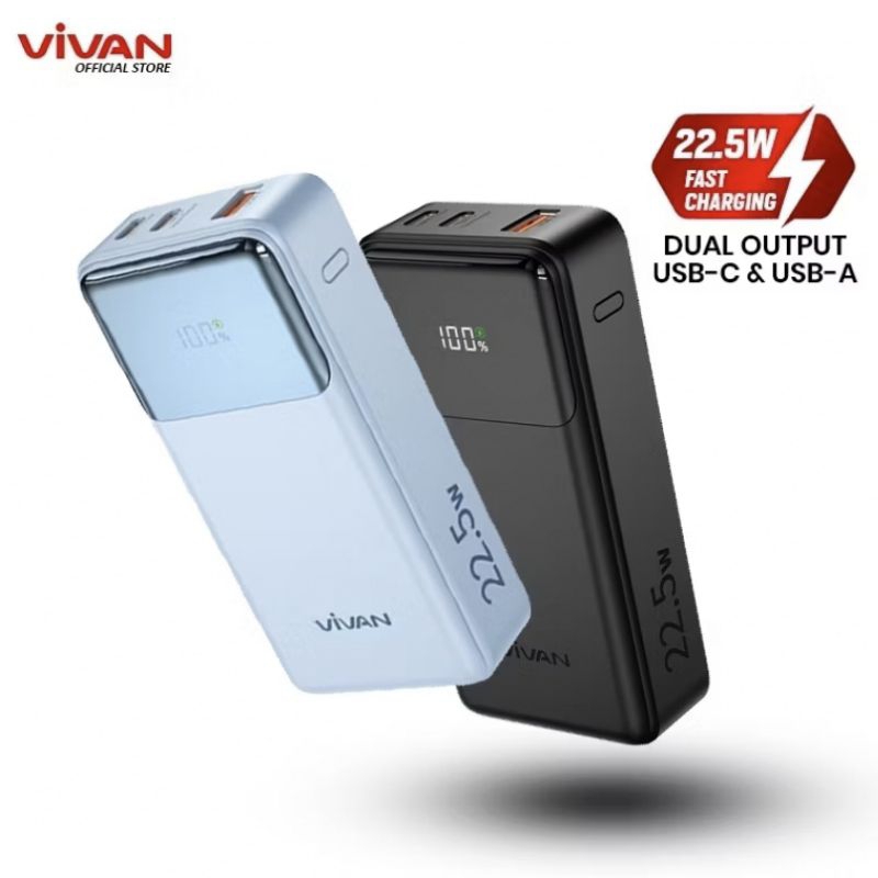 VIVAN VPB-C10 9000mAh New Mini Powerbank LED Display Fast Charging 22,5W PD QC 3.0 - Original