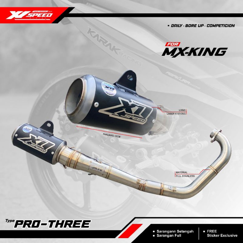 FULLSYSTEM Knalpot X1 Speed Racing Header V4 Kenalpot Mx king