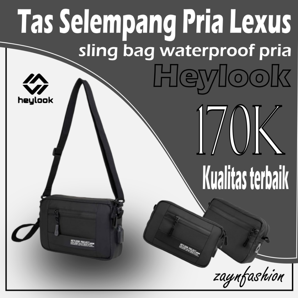 TAS SELEMPANG PRIA LEXUS SLING BAG WATERPROOFl PRIA HEYLOOK, TAS SELEMPANG KECE, TAS SELEMPANG PRIA 
