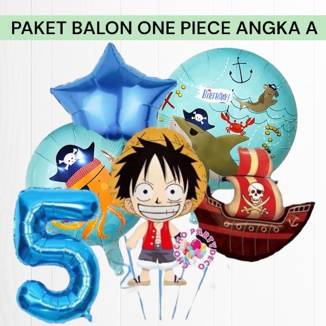 Paket Balon ONE PIECE Angka A / Dekorasi Ulang Tahun One Piece