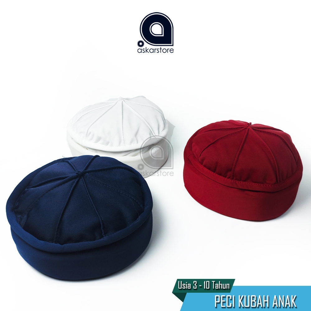 Peci anak laki laki 1 tahun polos model kubah kopiah hitam putih