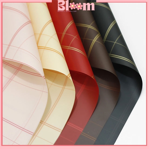 

20 Lembar Kertas Buket Solid Full Square Pattern Flower Wrapping Cellophane Motif Kotak Grid KB6191