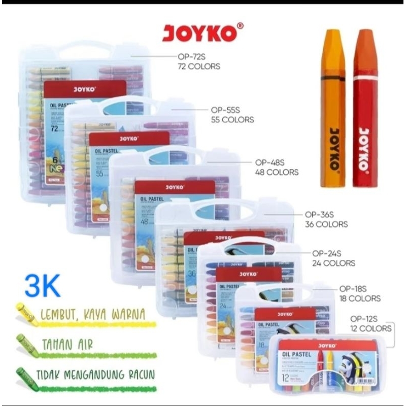 

JOYKO KRAYON MINYAK \ CRAYON OIL PASTEL OP-12\OP-18\OP-24\OP-36\OP-48\OP-55