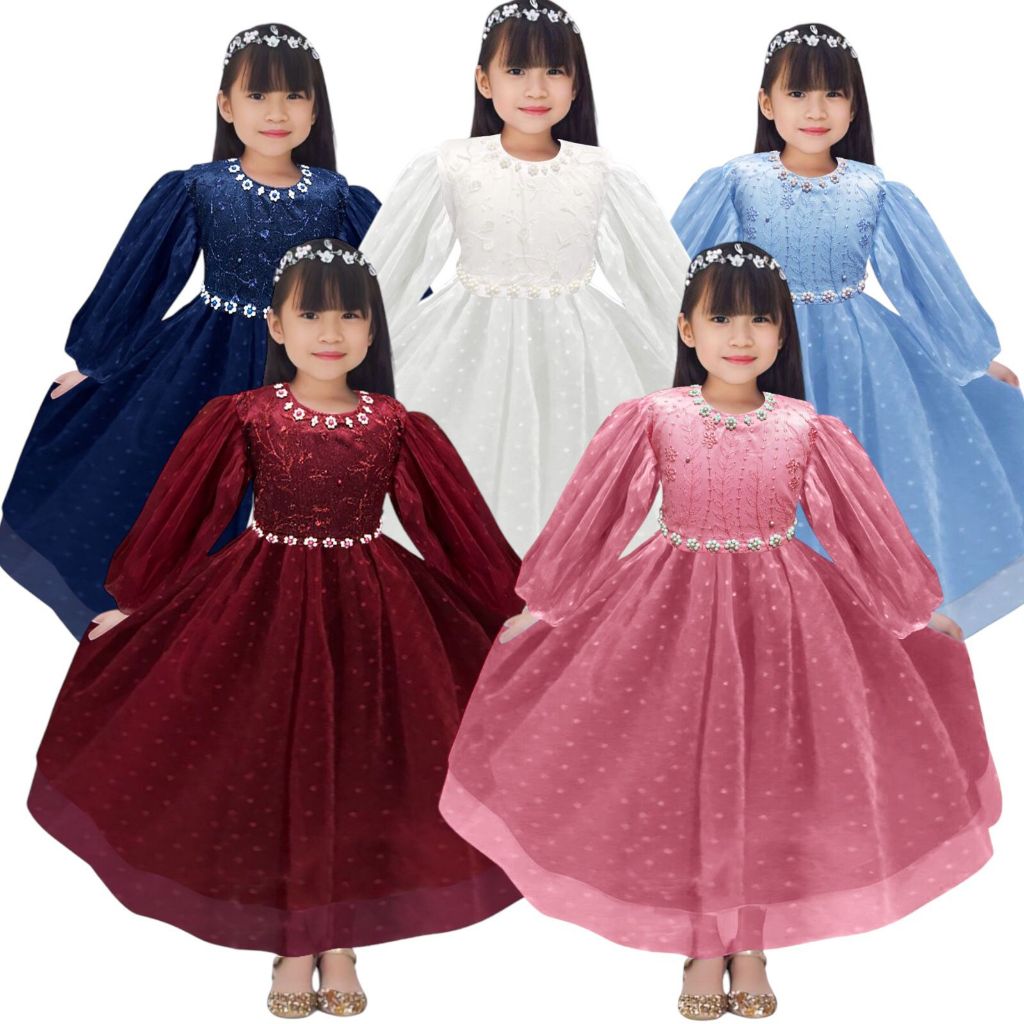 gaun pesta anak perempuan Merry 2-11Thn / gaun natal anak perempuan / dress pesta anak perempuan