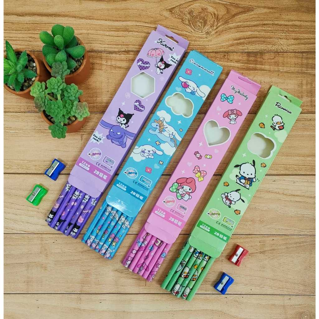

Pensil 2B Sanrio Free Rautan Pensil Kayu 2B Sanrio 1 Box isi 12 Pcs