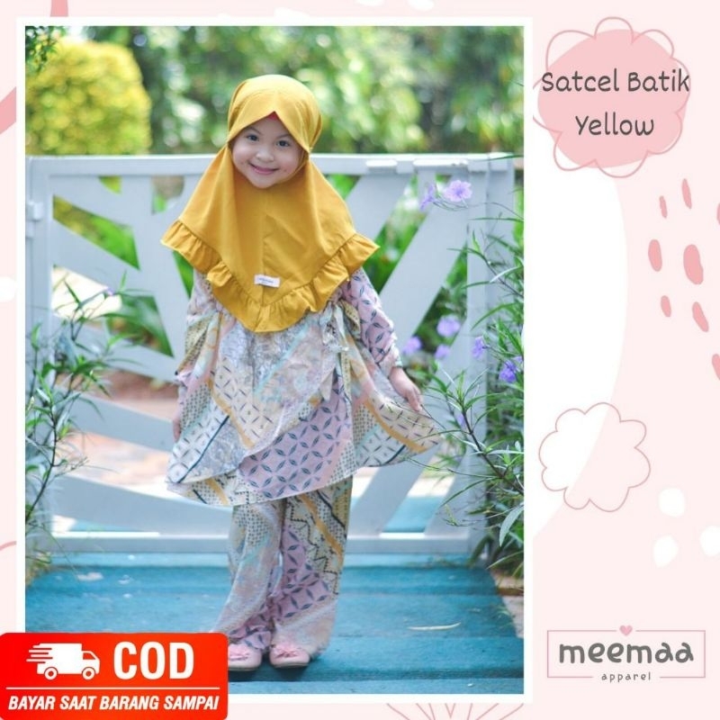 MEEMAA APPAREL SETELAN CELANA MUSLIM MOTIF BATIK ANAK CEWEK BAHAN RAYON ADEM ATASAN MODEL TUNIK HANB