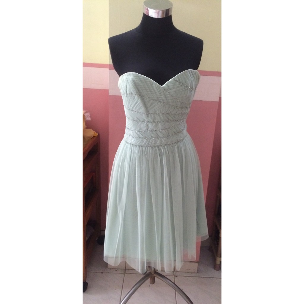 [BCBG MAXAZRIA] Midi Dress Hijau Telur Asin Hijau Palet salem Preloved