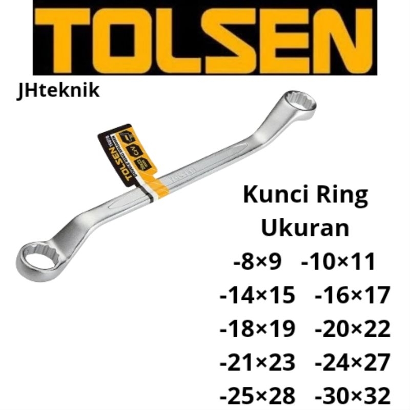JHTeknik Kunci Ring TOLSEN Ukuran 8x9,10x11,14x15,16x17,18x19,20x22,21x23,24x27,25x28,30x32 100% ORI