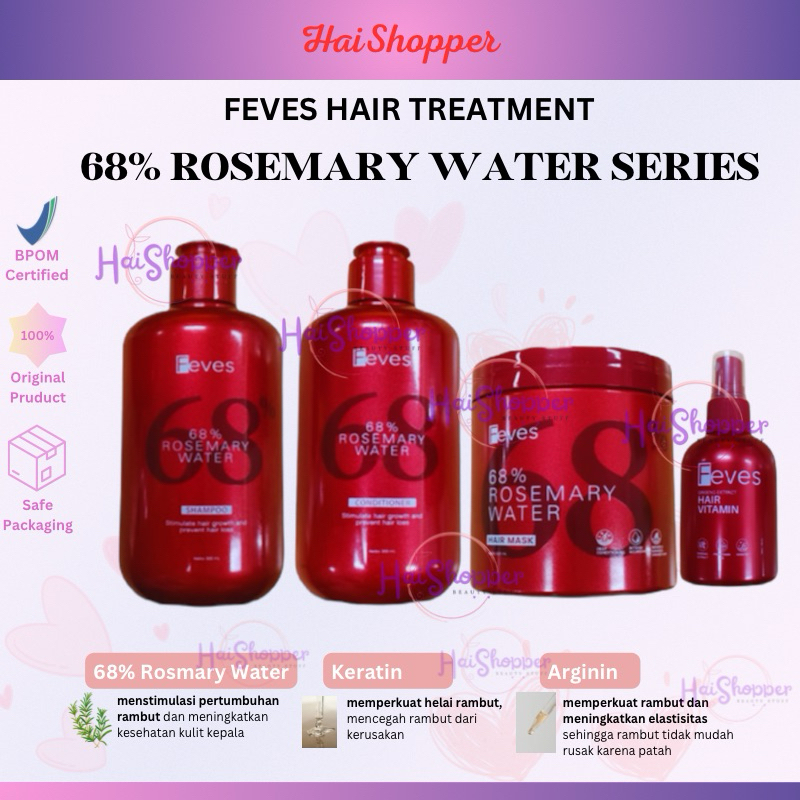 FEVES 68% Rosmary Water Hair Treatment | Feves Shampoo 300ML - Fever Conditioner 300ML | Feves Hair 