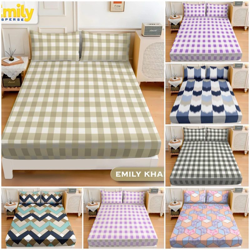 Sprei motif kotak hitam / sprei motif kotak aesthetic