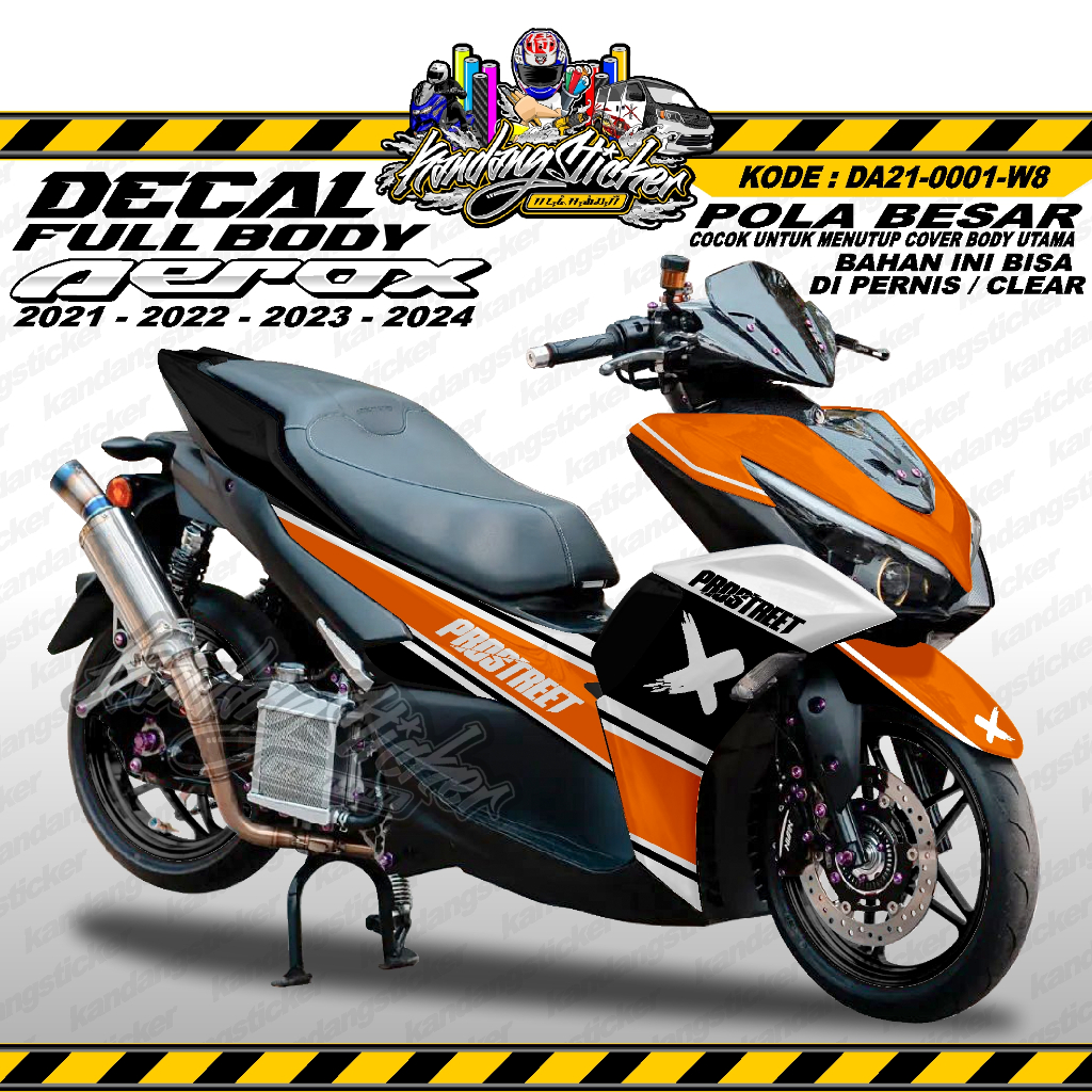 DECAL AEROX FULL BODY PROSTREET YAMAHA AEROX 2020 2021 2022 2023 2024 DA-0001-W8 SUNMORI NIGHTRIDE S