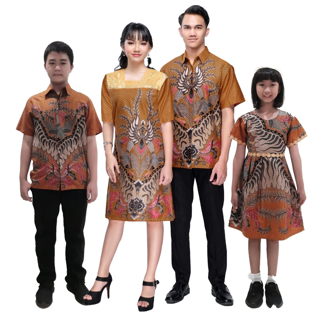 Baju Pasangan Couple Keluarga Batik Erina Coklat Katun Brokat