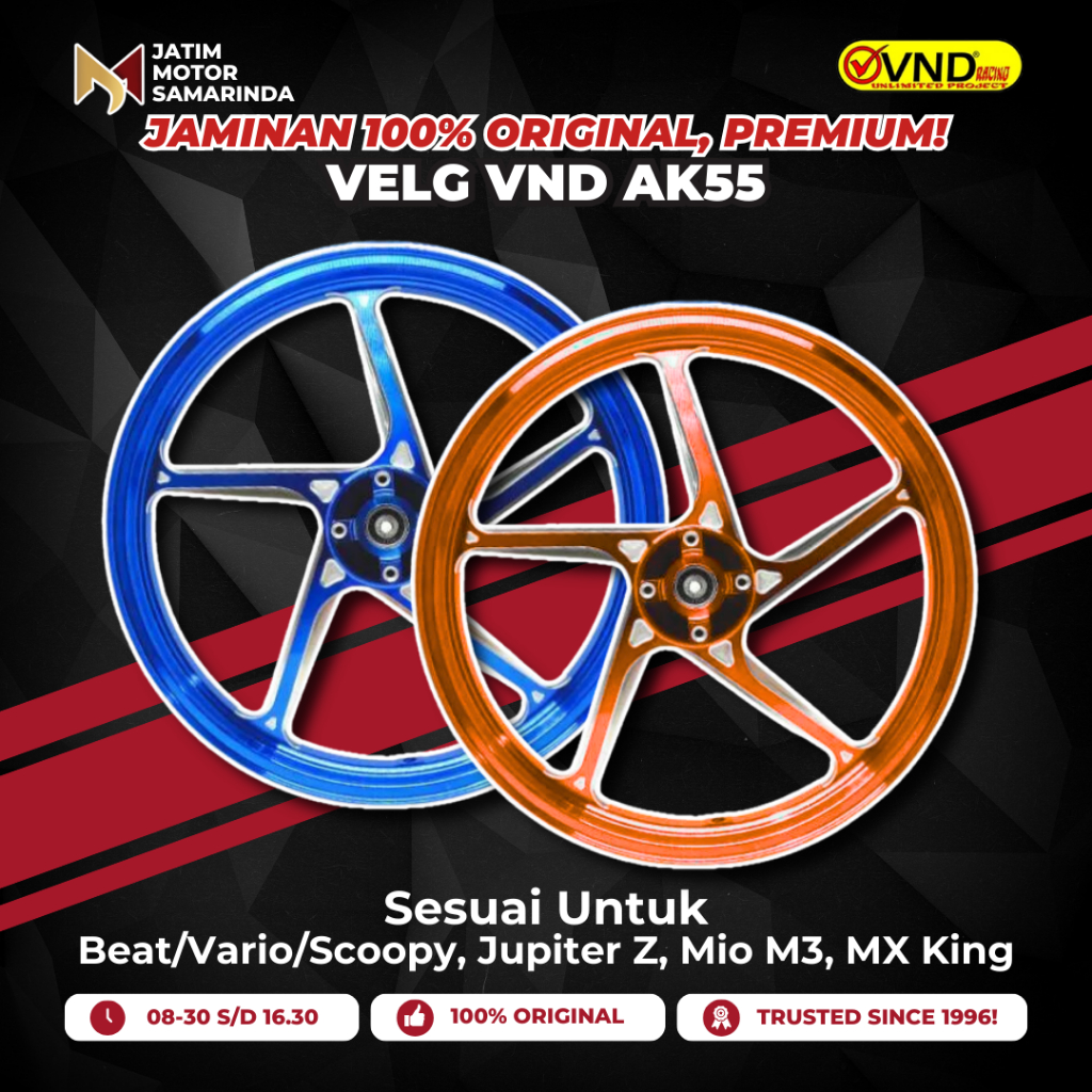 VND Velg AK55 Batang 5 Premium Beat Vario Scoopy Jupiter Z Mio M3 Soul GT 125 Fino 125 J Xeon MX Kin