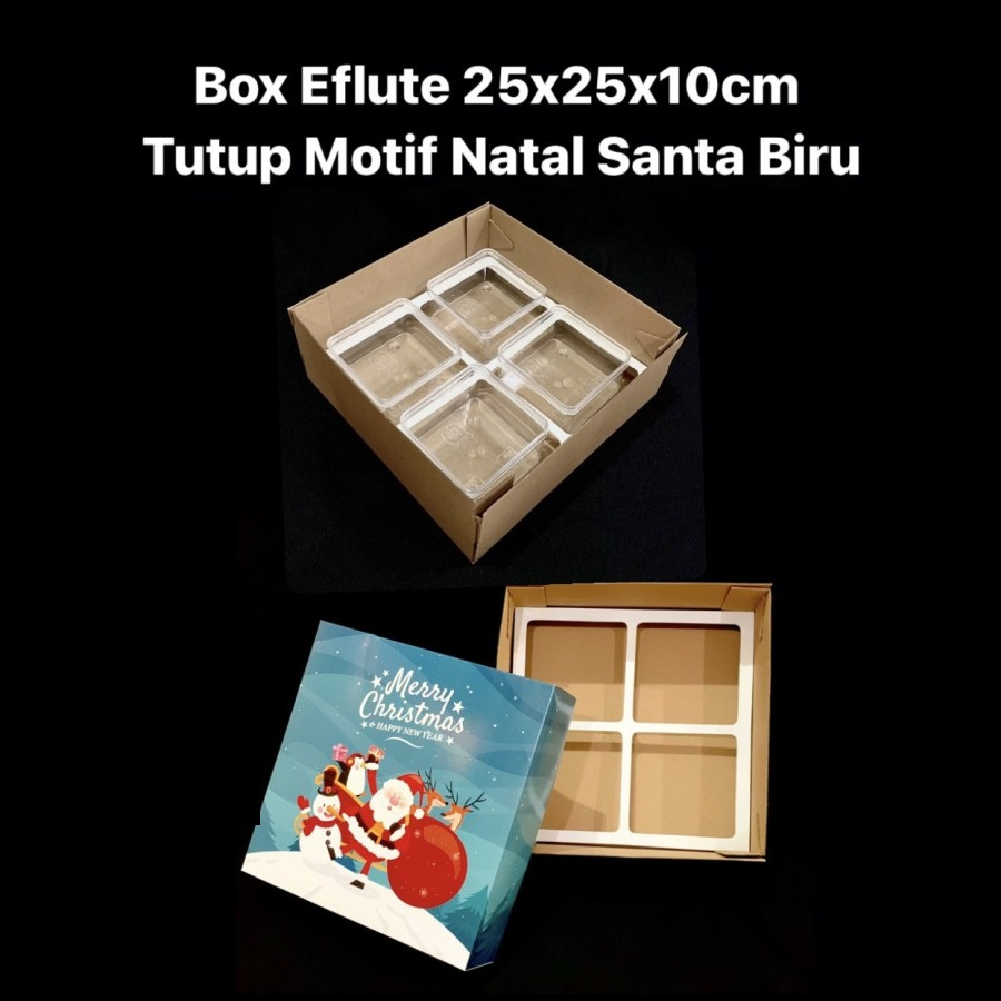 

( 5 pcs ) Box Santa Biru Hampers Cake Marmer Kotak Dus 25x25x10 cm Packaging Eggtart