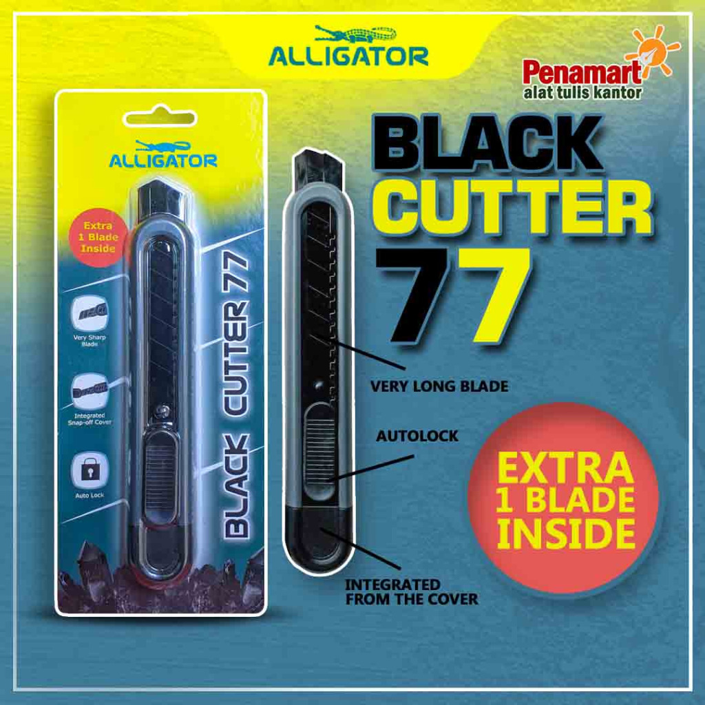 

Aligator Black Cutter Pisau Ukir 77 Warna Hitam Autolock Kuat Kokoh Extra 1 Blade Inside (B2858)