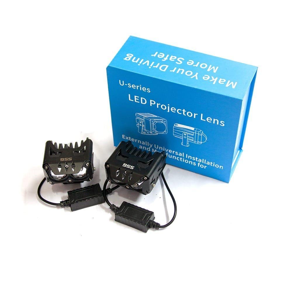 Lampu Projie 2 Mata 3 Mata LED Cree Dual Mini Projie U Series 2 warna Putih Kuning 1 Set