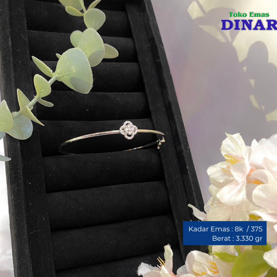 GELANG OVAL BATU AD MODEL PUTIH - EMAS MUDA - KADAR 8K 375