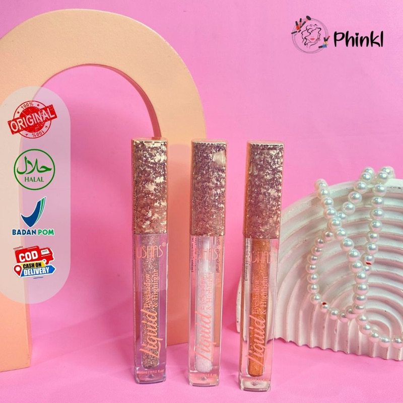 `ღ´ PHINKL `ღ´ USHAS Liquid Eyeshadow & Highlighter makeup glittery bling kosmetik menonjolkan tulan