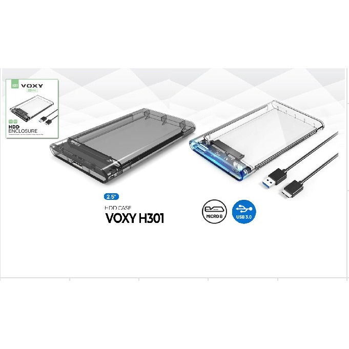 RH-MDN Casing Harddisk 2.5 inch voxy H301 Transparan USB 3.0 / HDD Enclosure VOXY H301 transparan US