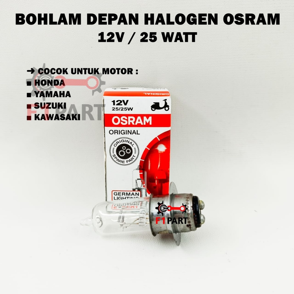 Bohlam Halogen Depan Osram Lampu Kuning 12V/25W Untuk Motor Matic & Bebek Honda Yamaha Suzuki