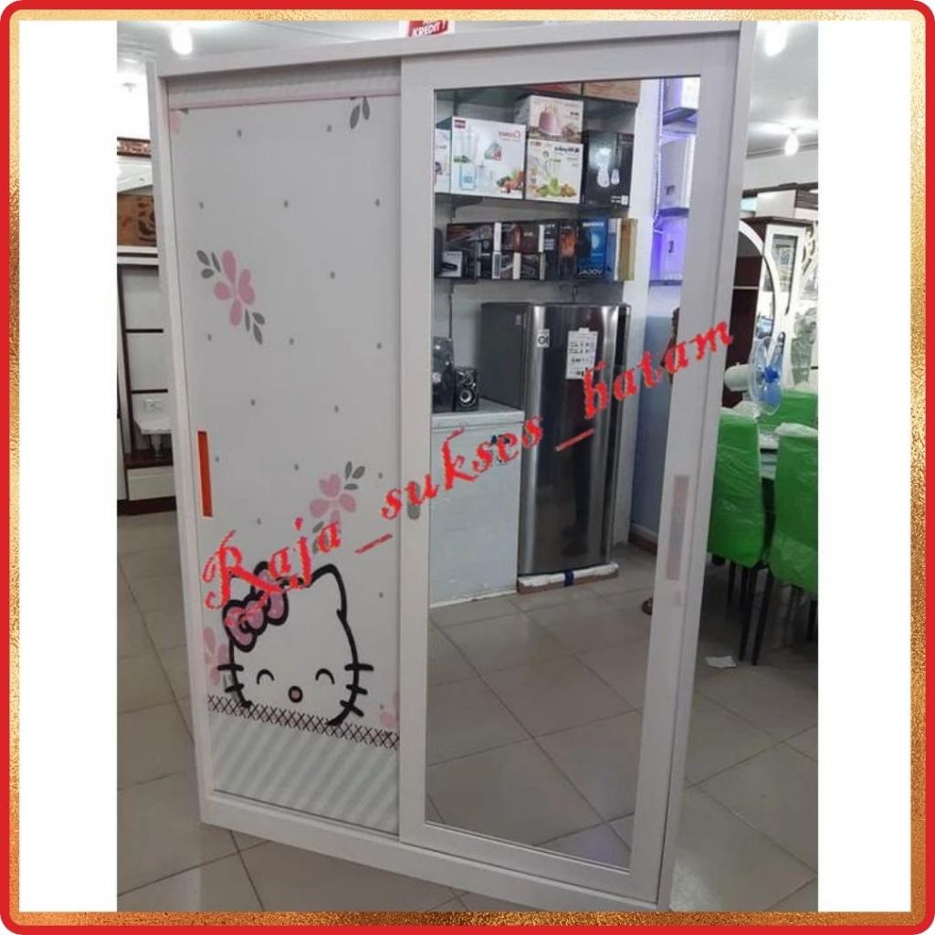 LEMARI PAKAIAN SLIDING BESI 150CM TERMURAH BATAM