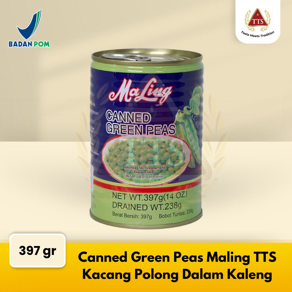 

Canned Green Peas Maling TTS 397g Kacang Polong Dalam Kaleng