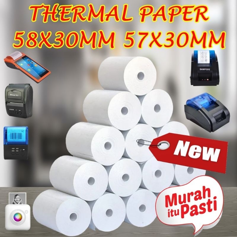 

Thermal Paper Roll 57x30 58x30 Cetak Hitam Kertas Thermal Strip Ungu Murah Kertas