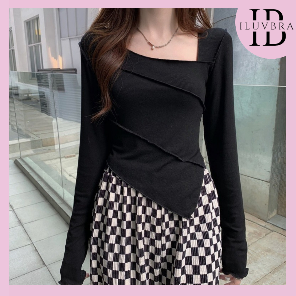 •ILUVBRA•BJ1715 Kaos Korea Atasan Wanita Crop Sexy Atasan Spandek Baju Samping Fashion Korea Wanita