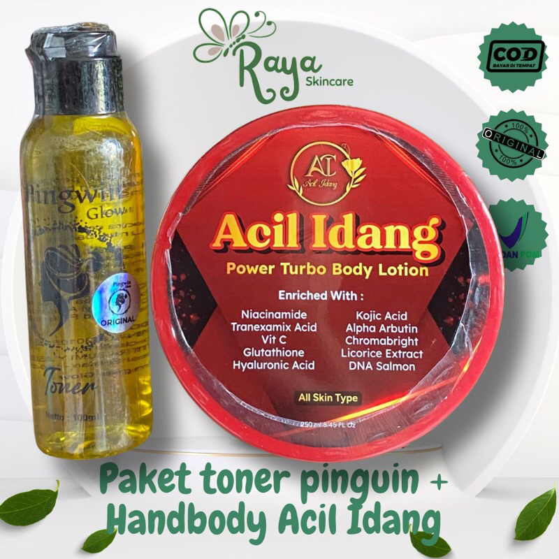 PAKET TONER PINGUIN 100ml + HB ACIL IDANG SUPER TURBO 300gr HANDBODY DOSTING