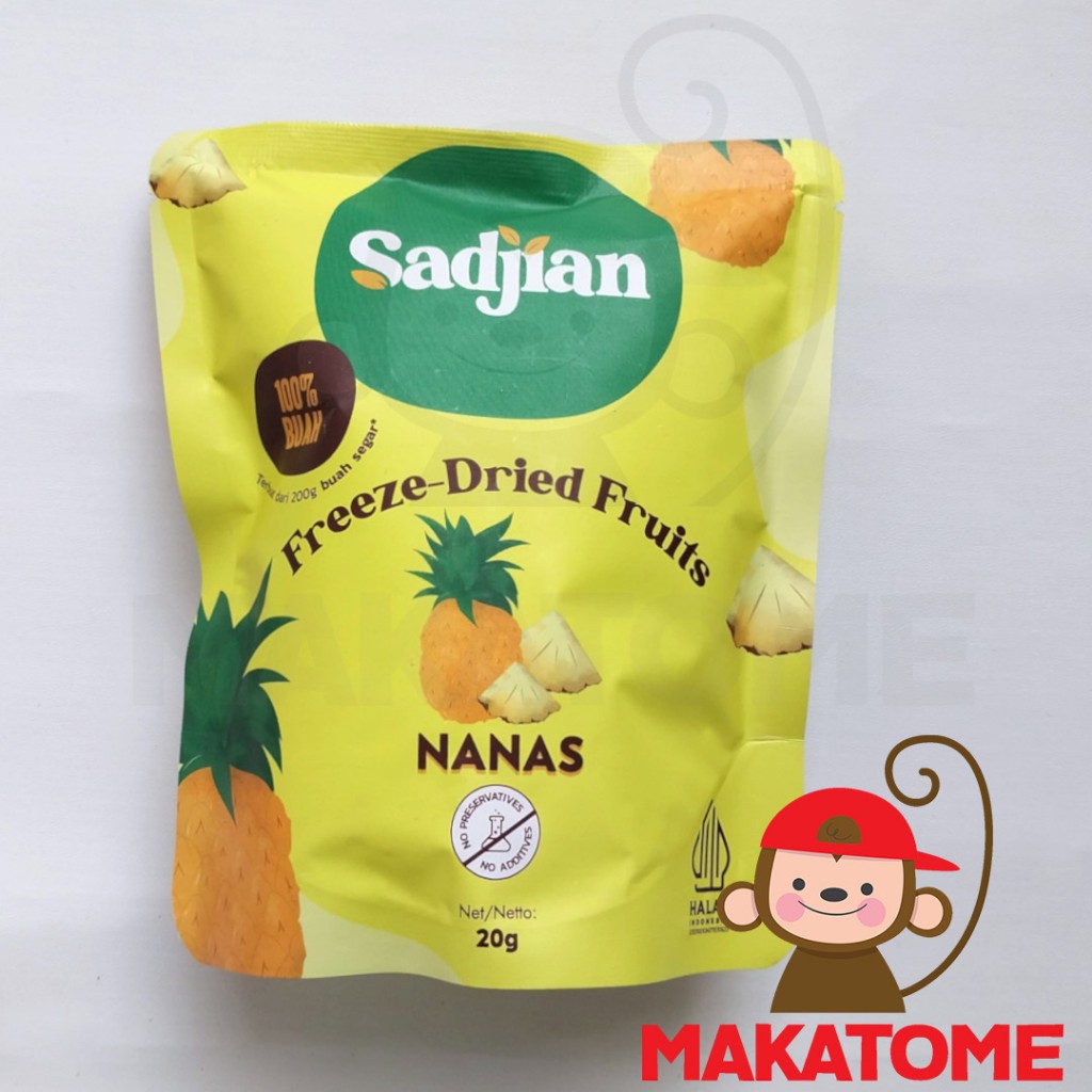 

Sadjian Freeze Dried real Fruits 100% buah asli Nanas 20gr pineapple 20 gr sajian natural kering