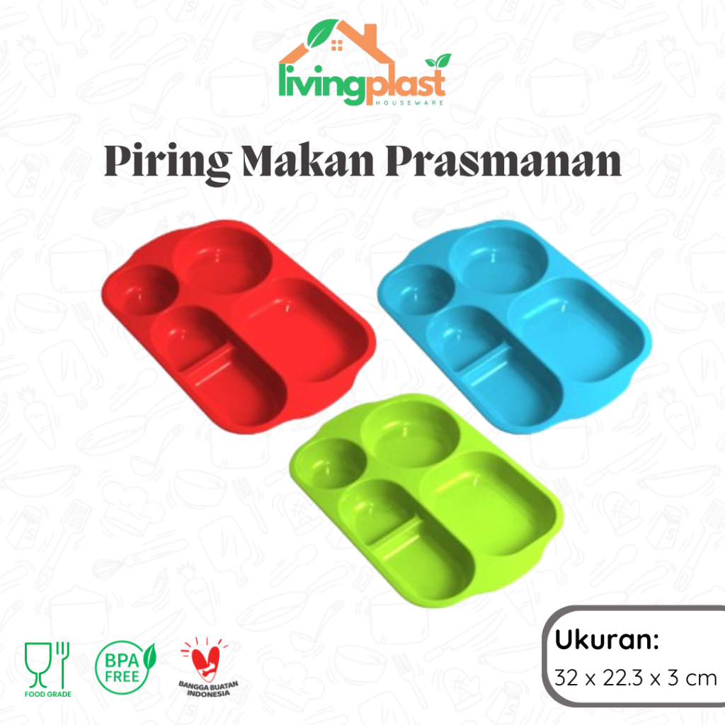 Piring Makan Prasmanan / Piring Sekat Plastik / Piring Kantin / Piring Makan Sekat 5