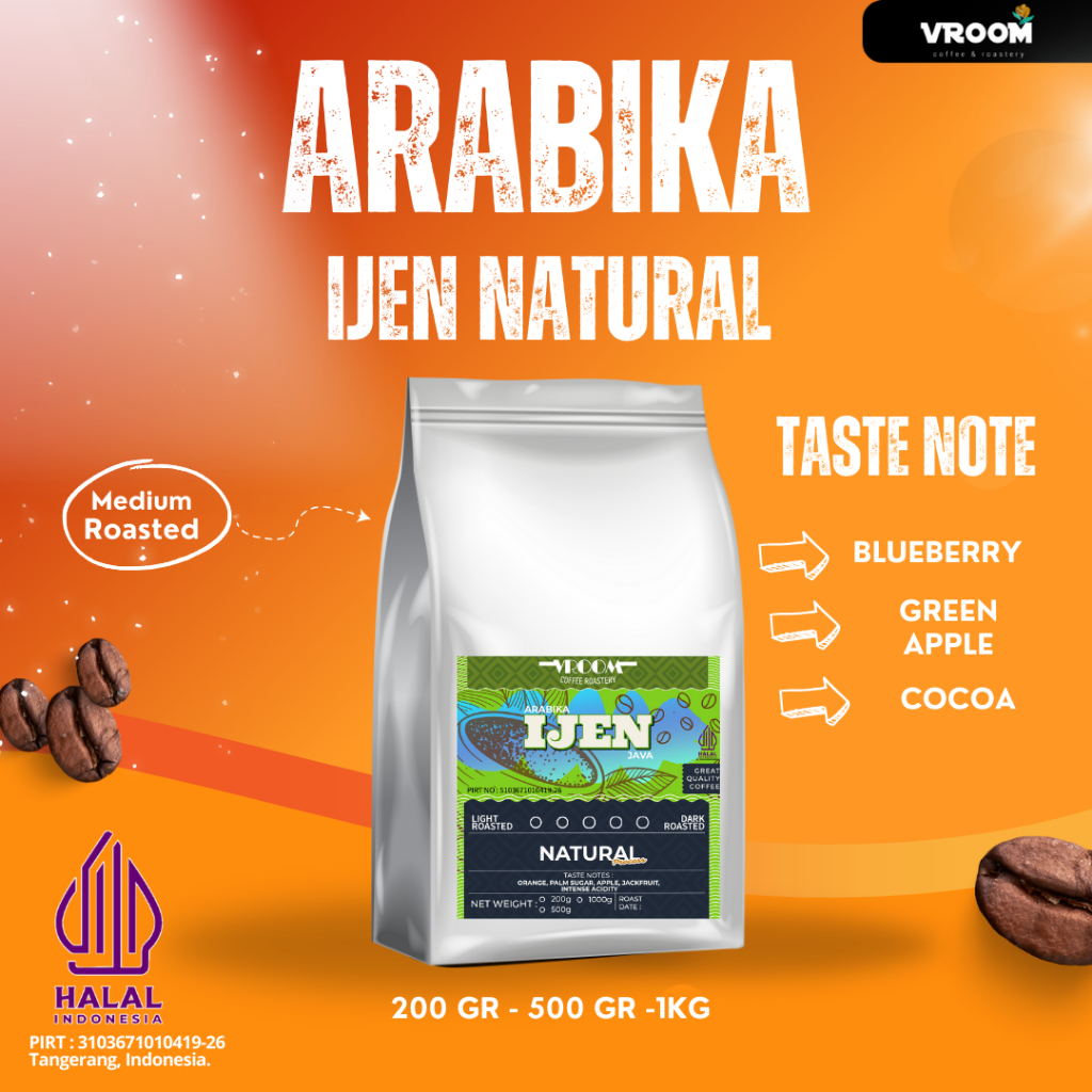 

Kopi Arabika Ijen Natural Java Biji Kopi Matang Bubuk 1kg