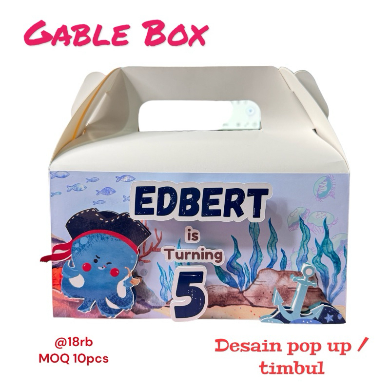 

Gable Box Souvenir Goodiebag Ulang Tahun Acara Anak Tema Octopus