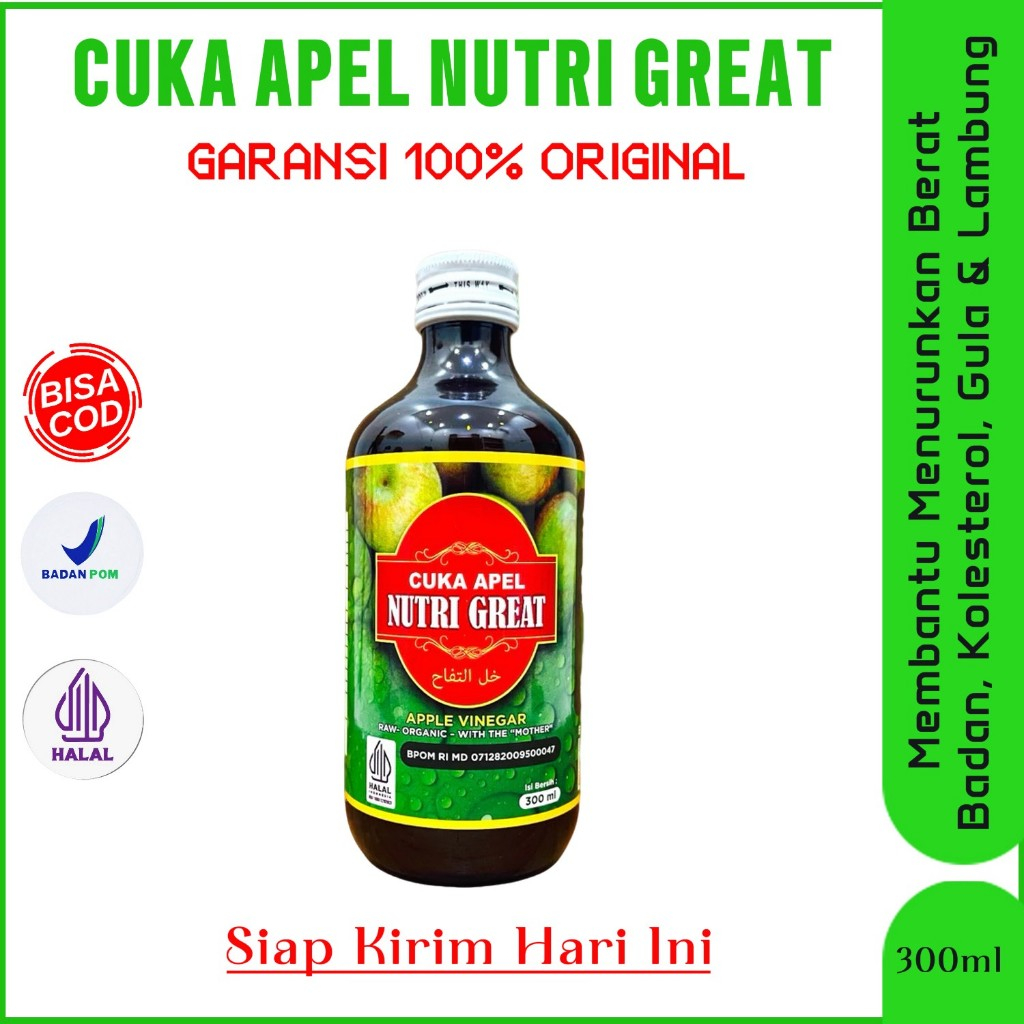 

Cuka Apel Nutri Great Original Bantu Turunkan Berat Badan Kolesterol Rematik Halalan Thoyiban 300ml