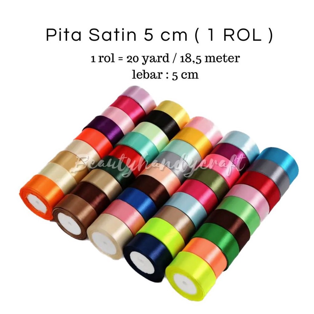 

Pita Satin 5 cm 2 inchi per rol pita kado hadiah gift wrag