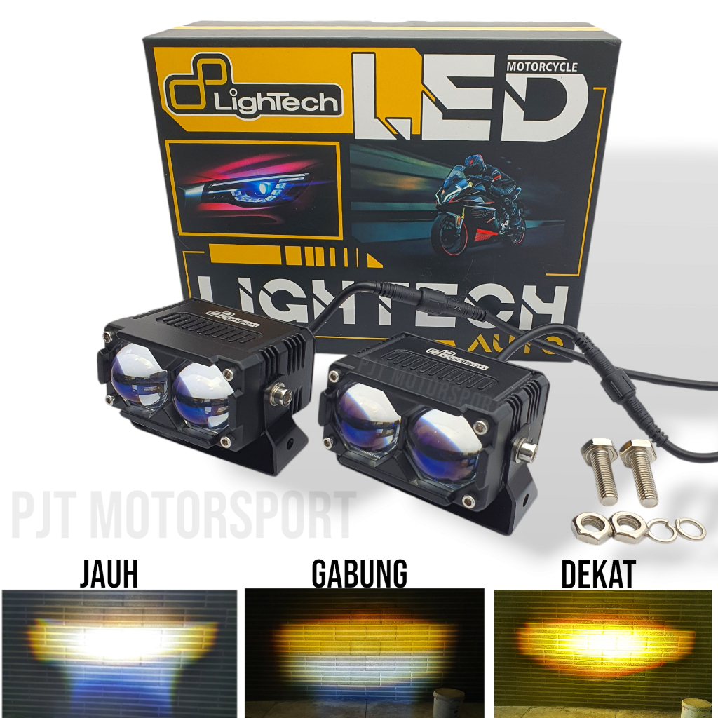 Lampu Tembak Sorot SQL 2 Mata High Low Putih Kuning Lightech | Lampu Utama Kabut Foglamp Motor Touri