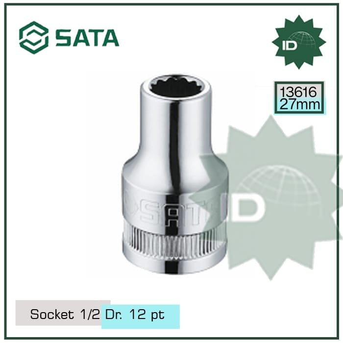SOCKET 13616 1/2" DR. 12PT. METRIC SOCKET 27MM SATA