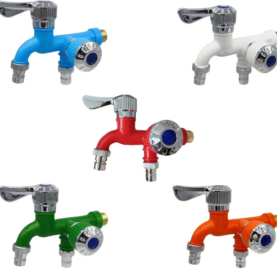 Kran Cabang Plastik Drat Kuningan Keran Mesin Cuci  inci Kran Air