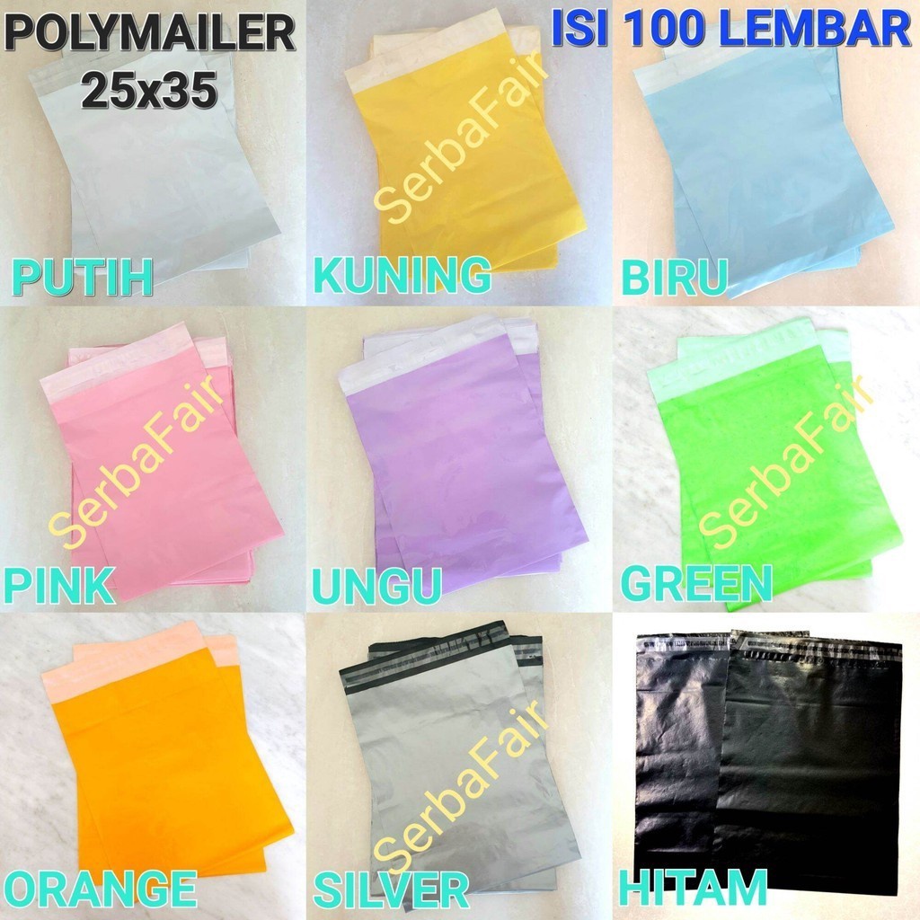 

Polymailer Warna 25x35 Poly Color Amplop Lem Seal Plastik Packing RAH ISI 1