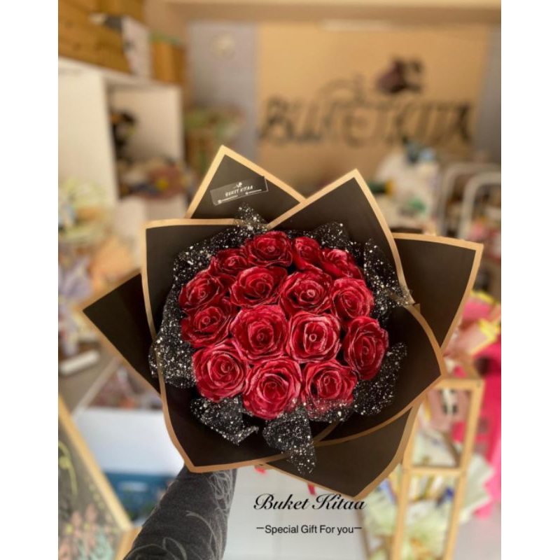 

Buket Pita satin 10 tangkai + packing