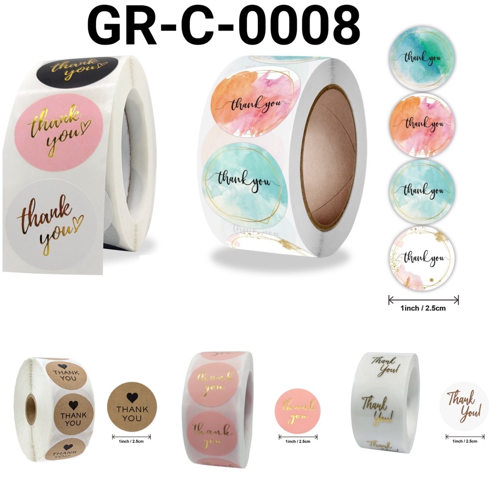 

Hemat 3 Produk Baru Stiker sticker thank you hand made kecil pink coklat biru hitam putih A75