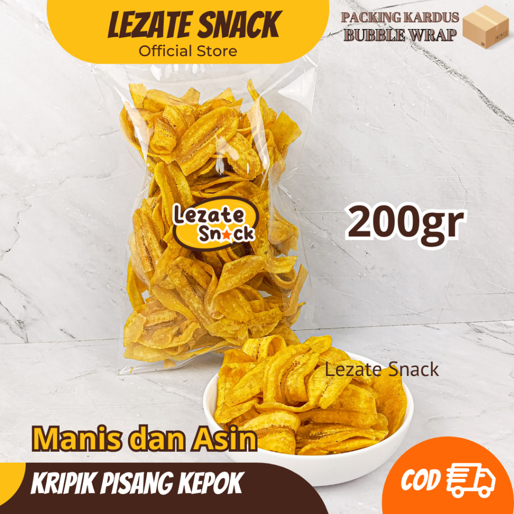 

Kripik PIsang Kepok Manis 200gr Murah /Kripik Pisang Kepok Manis Khas Lampung Tipis Keripik Pisang Madu Lezate Snack